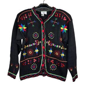 Vintage Bonnie And Bill By Holly Embroidered Cardigan Sweater Medium